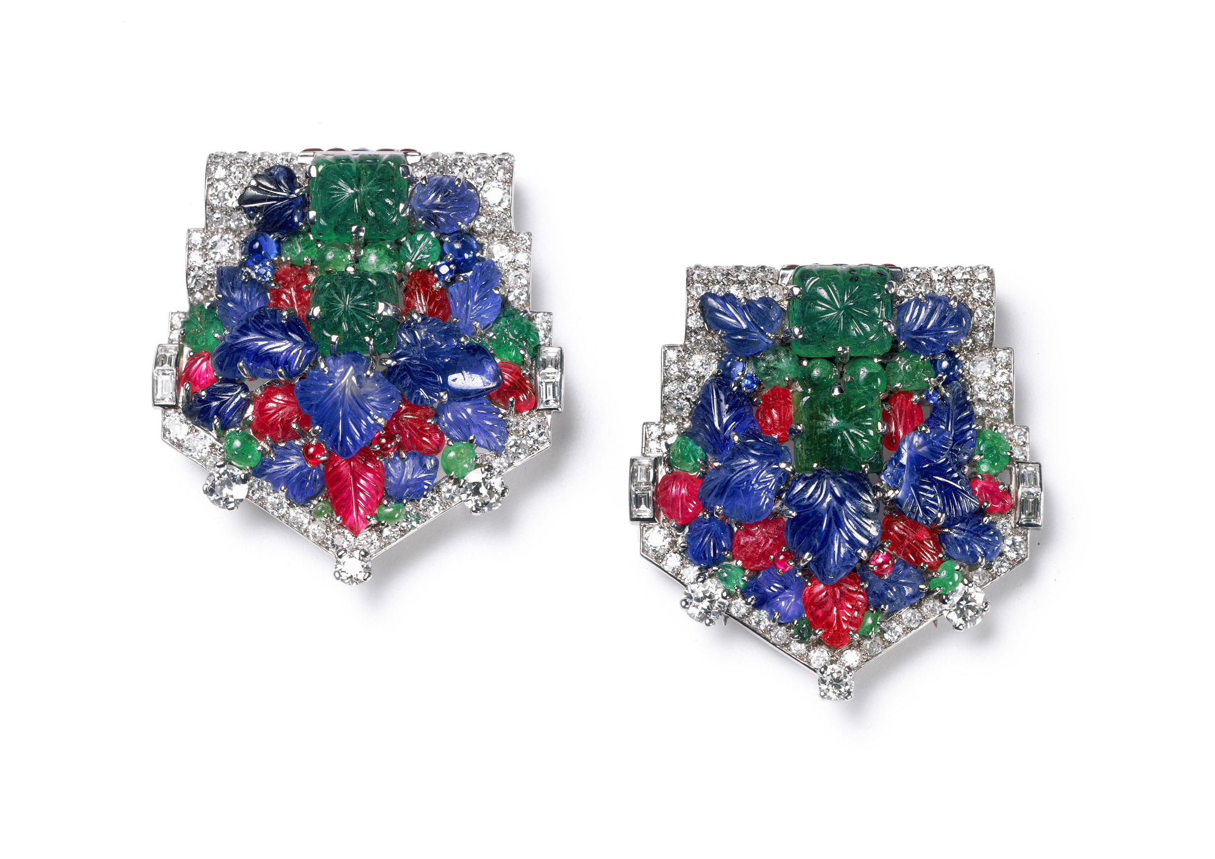 Tutti Frutti double clip brooch worn by Mrs_ Cole Porter _c_ Cartier