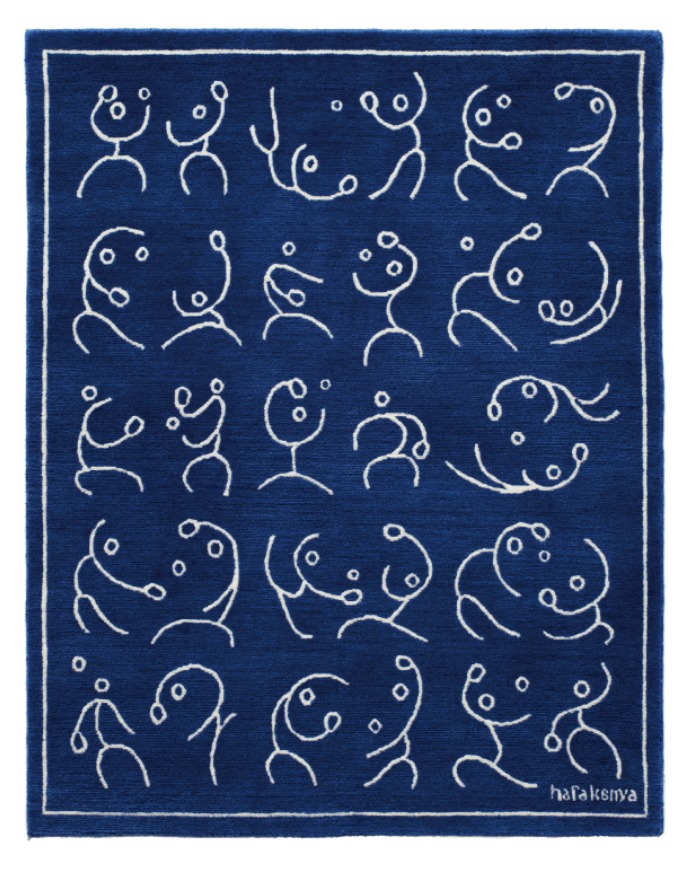 「象形文字描绘乒乓的快乐」挂毯，原研哉
